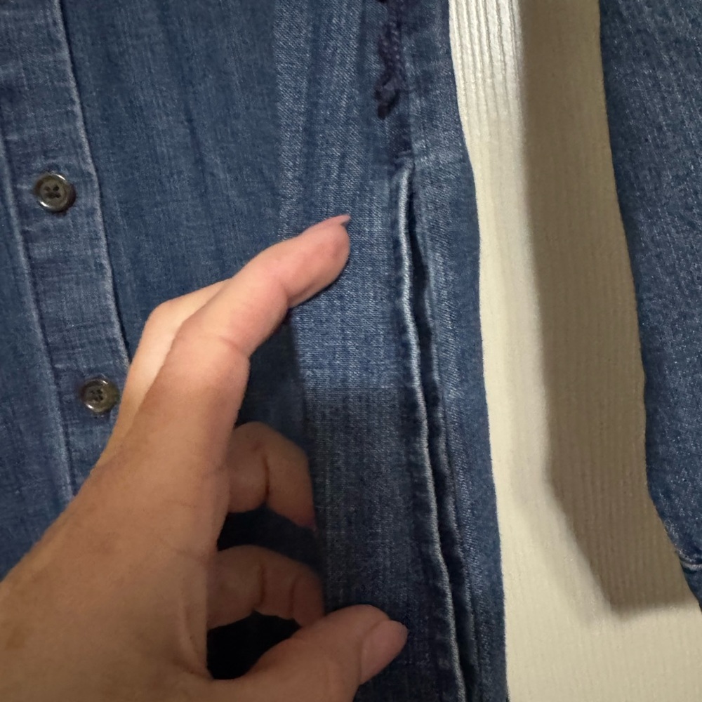 J.Crew Re-Imagined Jean Dress Button Down Long Sleeve Chest & Side Pockets sz 00 - Picture 6 of 8